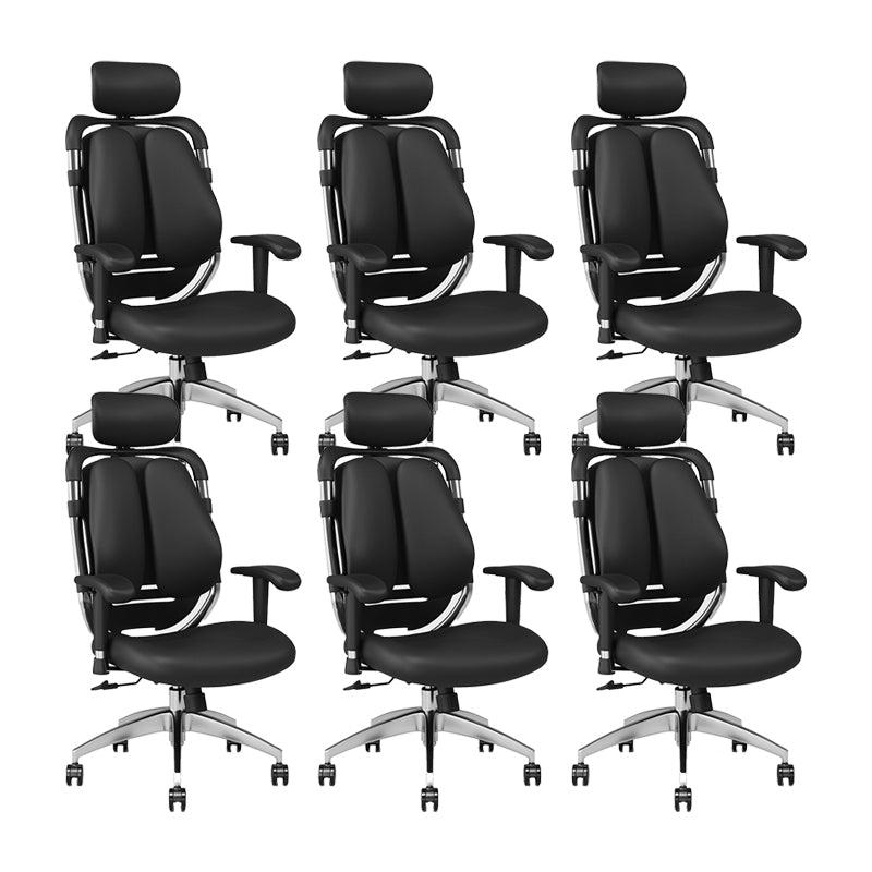 Modern Removable Arms Office Chair Leather No Distressing Ergonomic Desk Chair