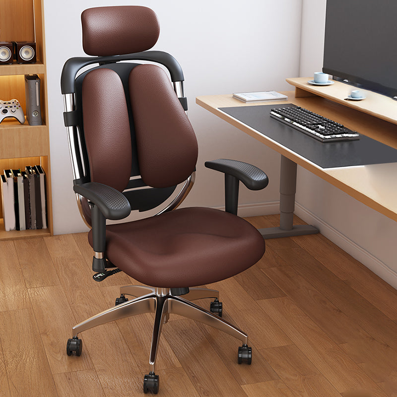 Modern Removable Arms Office Chair Leather No Distressing Ergonomic Desk Chair