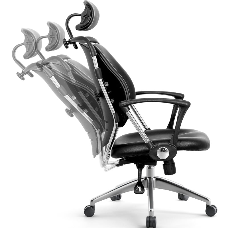 Modern Removable Arms Office Chair Leather No Distressing Ergonomic Desk Chair