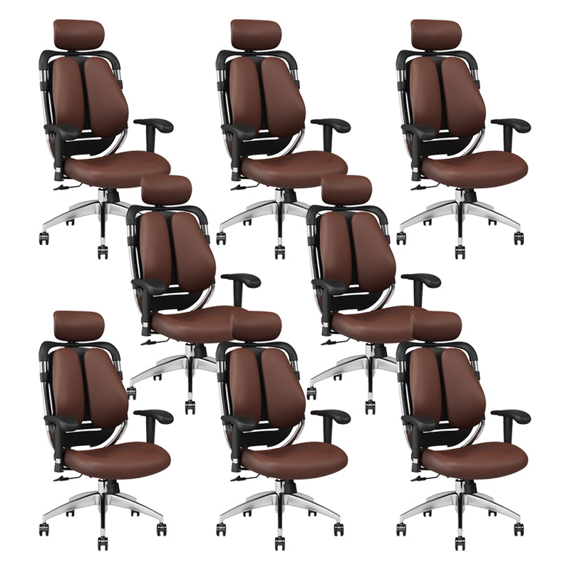 Modern Removable Arms Office Chair Leather No Distressing Ergonomic Desk Chair