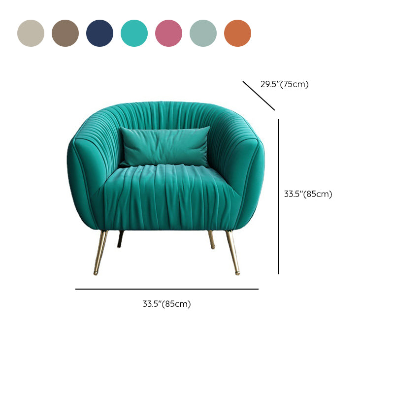 Modern Pillow Back Chair Solid Color Upholstered Sloped Arms Chair