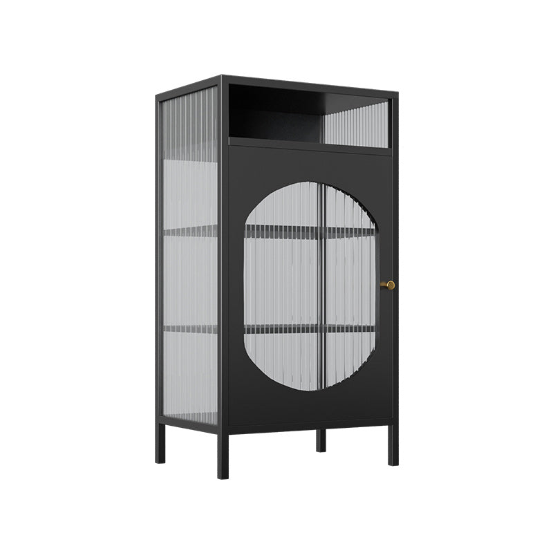 Modern Curio Cabinet Glass Doors Metal Display Cabinet with Doors for Dining Room