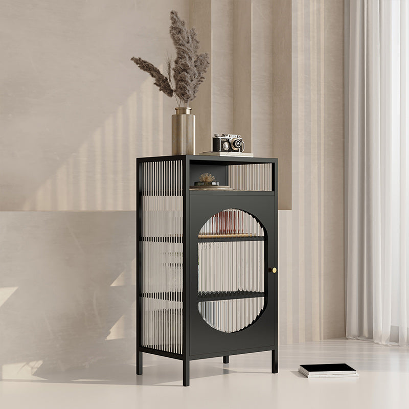 Modern Curio Cabinet Glass Doors Metal Display Cabinet with Doors for Dining Room