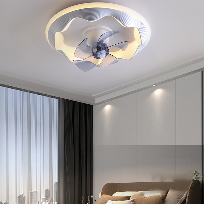 Metal Round Shape Ceiling Fan Modern Style 2-Lights Ceiling Fans Fixtures