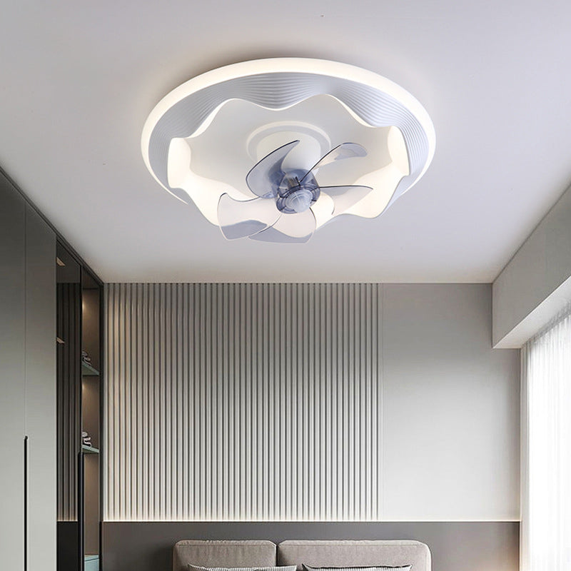 Metal Round Shape Ceiling Fan Modern Style 2-Lights Ceiling Fans Fixtures