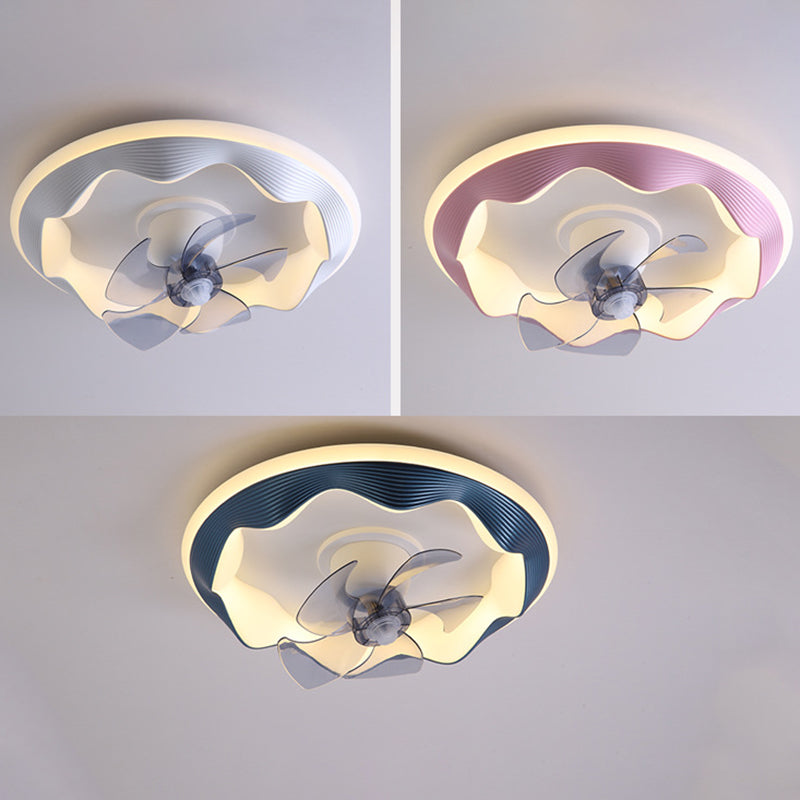 Metal Round Shape Ceiling Fan Modern Style 2-Lights Ceiling Fans Fixtures