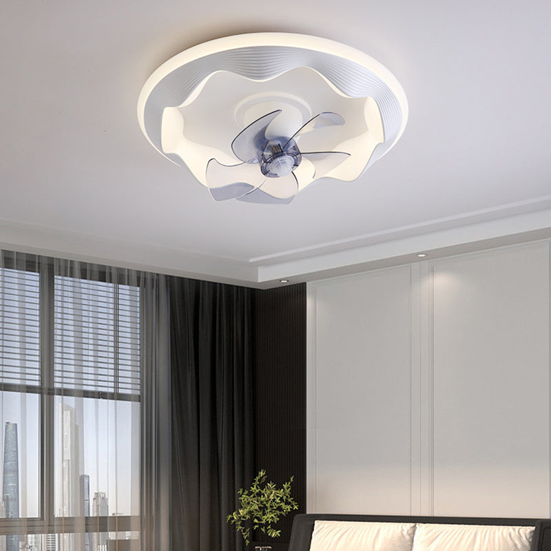 Metal Round Shape Ceiling Fan Modern Style 2-Lights Ceiling Fans Fixtures