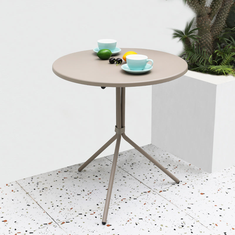 Contemporary Metal Dining Table Outdoor Table with Tripod Base