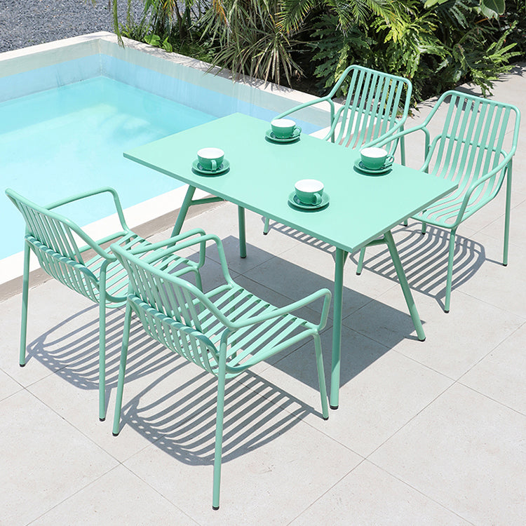 Contemporary Metal Dining Table Outdoor Table with Tripod Base