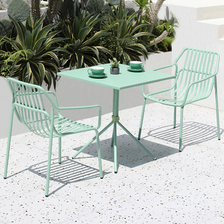 Contemporary Outdoor Table Metal Dining Table with Tripod Base