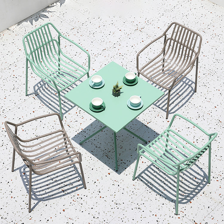 Contemporary Outdoor Table Metal Dining Table with Tripod Base