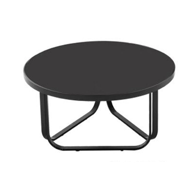 Round Sintered Stone Top Table Industrial Outdoor Table with Metal Base