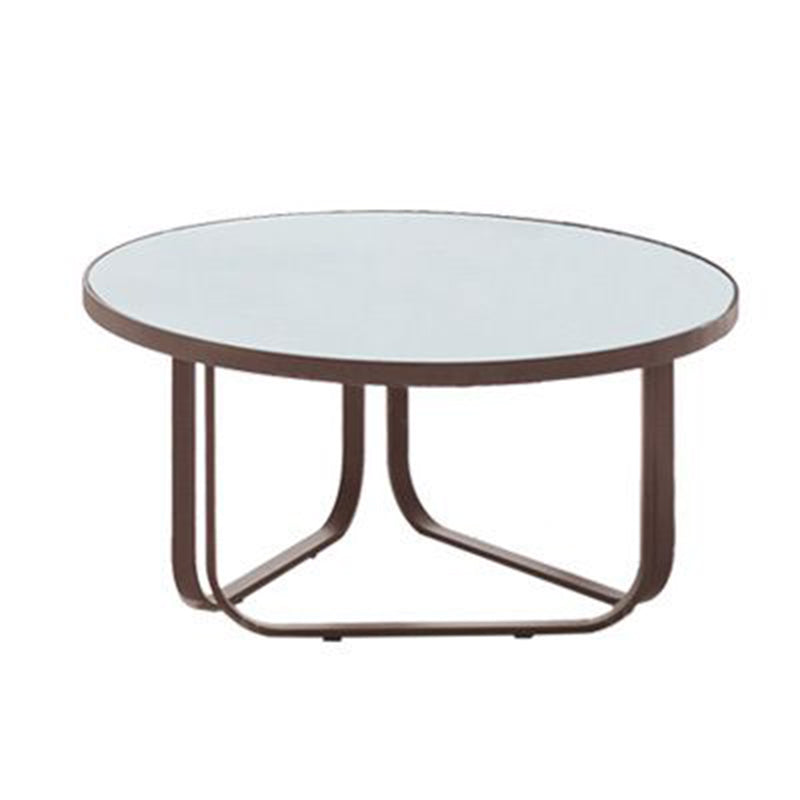 Round Sintered Stone Top Table Industrial Outdoor Table with Metal Base