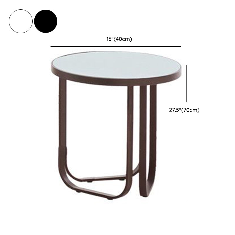 Round Sintered Stone Top Table Industrial Outdoor Table with Metal Base