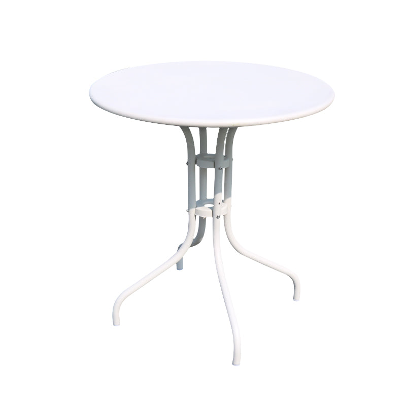 Contemporary Dining Table White Outdoor Table with Metal Base