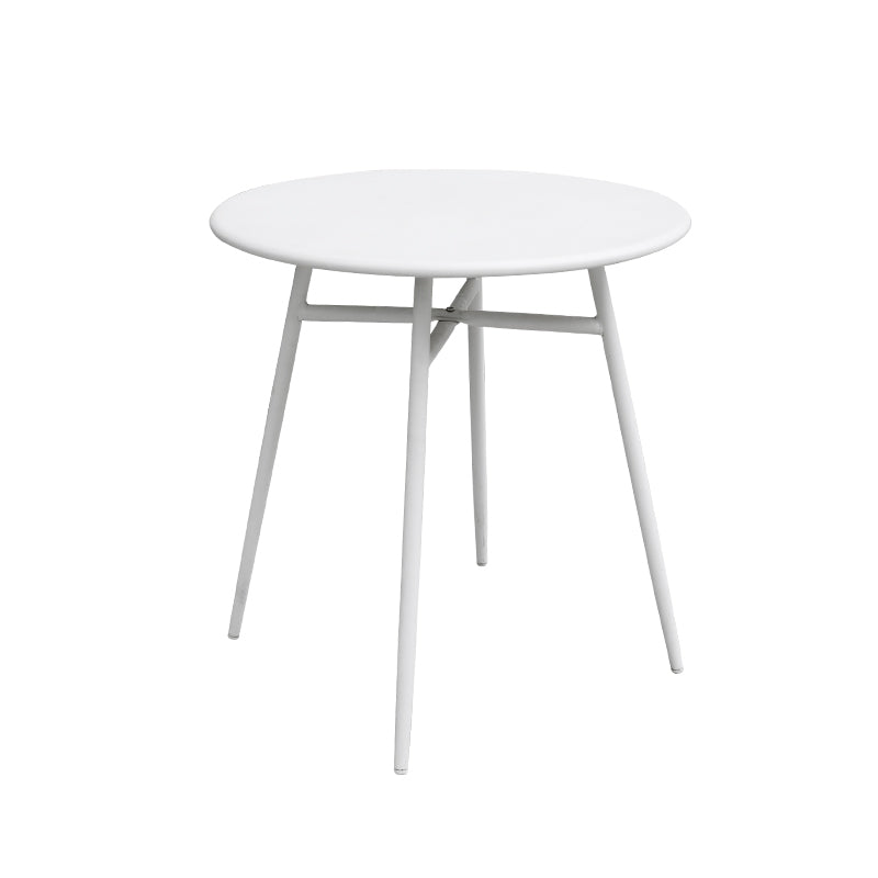 Contemporary Dining Table White Outdoor Table with Metal Base