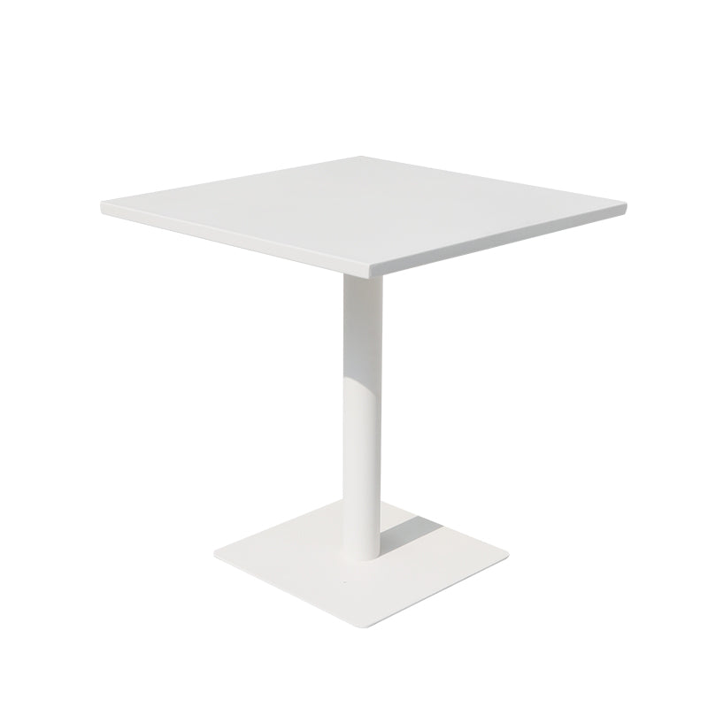 Contemporary Dining Table White Outdoor Table with Metal Base