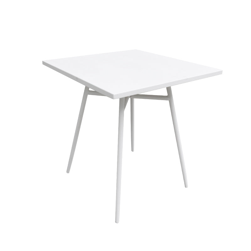 Contemporary Dining Table White Outdoor Table with Metal Base