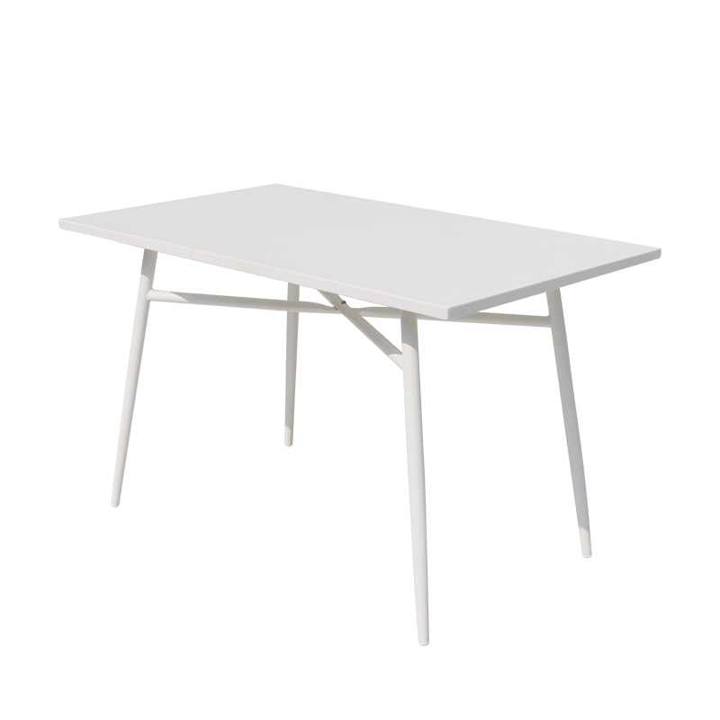 Contemporary Dining Table White Outdoor Table with Metal Base