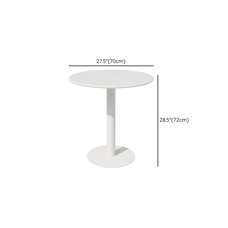 Contemporary Dining Table White Outdoor Table with Metal Base