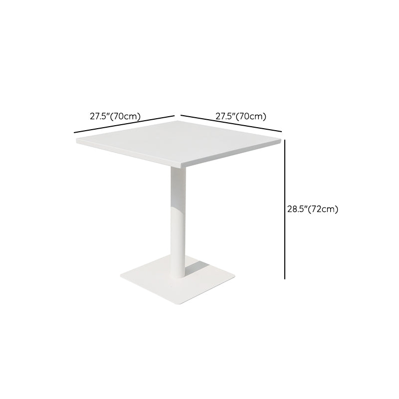 Contemporary Dining Table White Outdoor Table with Metal Base