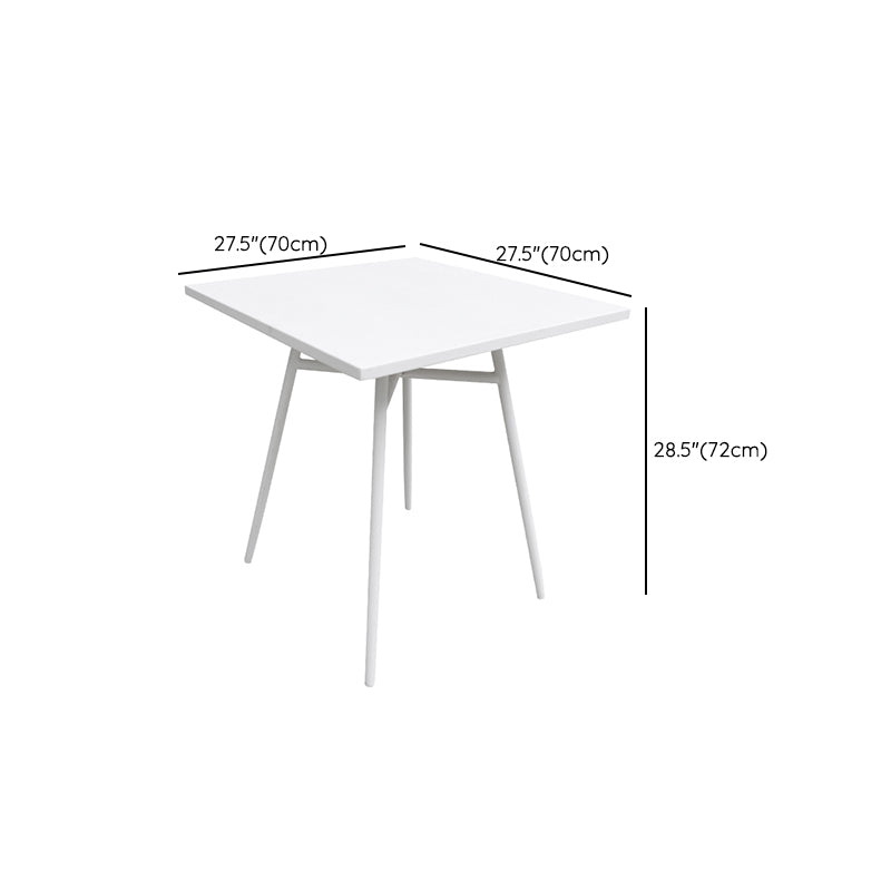 Contemporary Dining Table White Outdoor Table with Metal Base