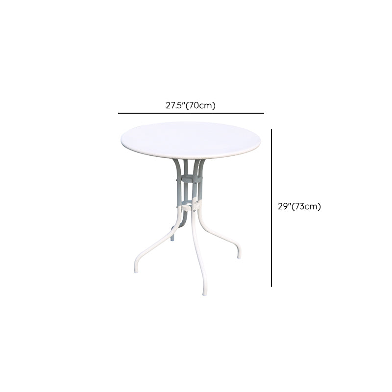 Contemporary Dining Table White Outdoor Table with Metal Base