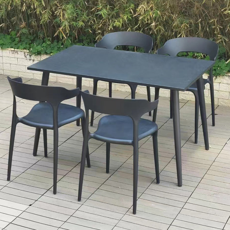 Modern Metal Dining Table Rectangle Outdoor Table with 4 Legs