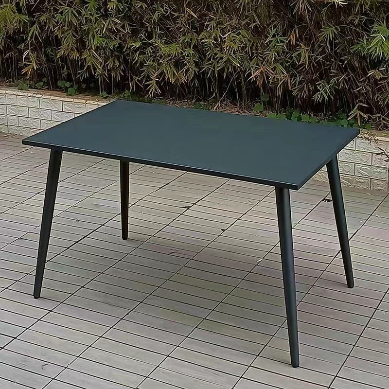 Modern Metal Dining Table Rectangle Outdoor Table with 4 Legs