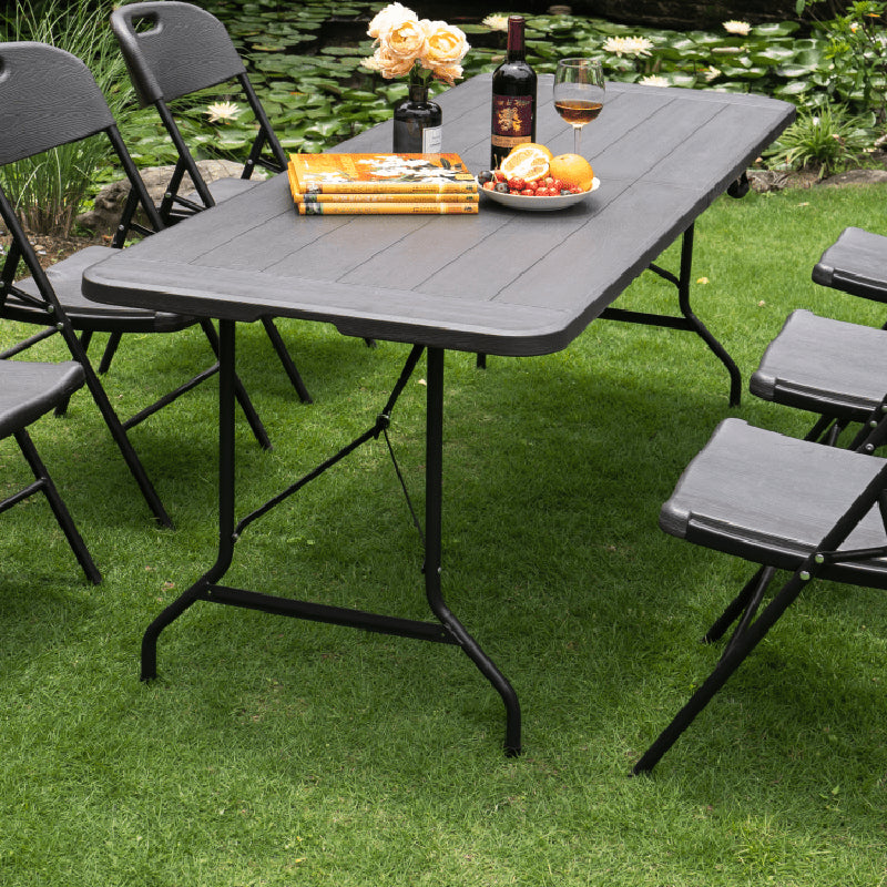 Modern Plastic Camping Table Outdoor Patio Table with Metal Legs