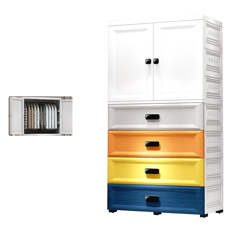 Modern Style Kid's Wardrobe Plastic Kids Closet with Drawers for Bedroom