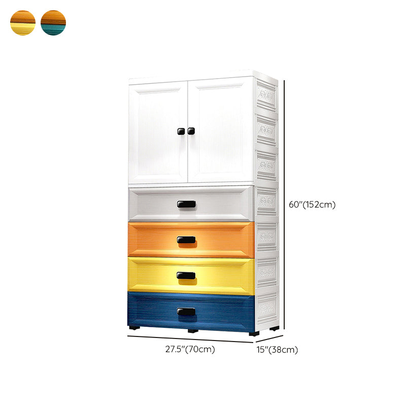 Modern Style Kid's Wardrobe Plastic Kids Closet with Drawers for Bedroom