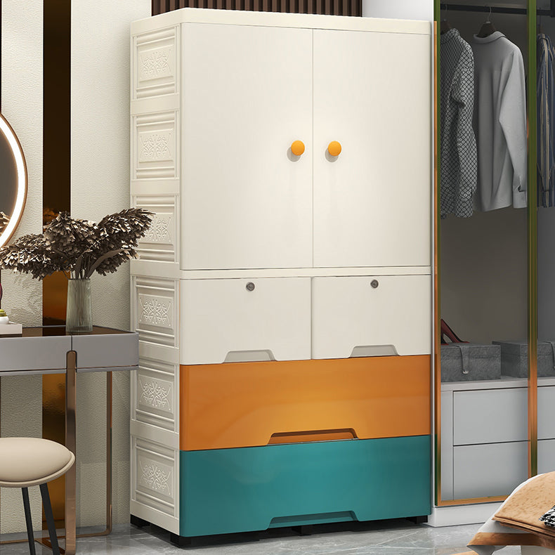 Contemporary Kid's Wardrobe Plastic Kids Closet with Drawers for Bedroom