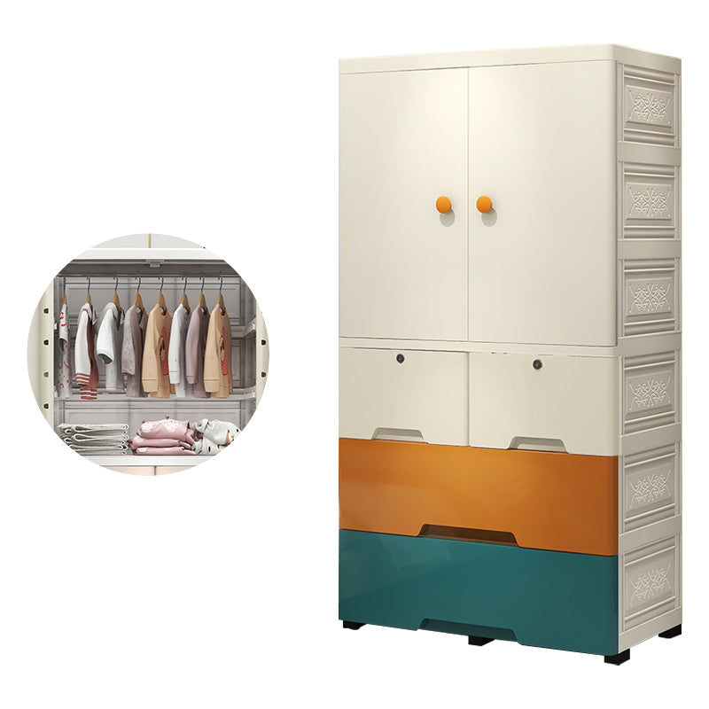 Contemporary Kid's Wardrobe Plastic Kids Closet with Drawers for Bedroom