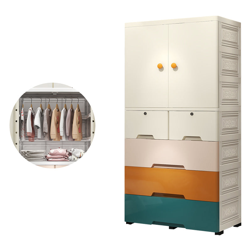 Contemporary Kid's Wardrobe Plastic Kids Closet with Drawers for Bedroom