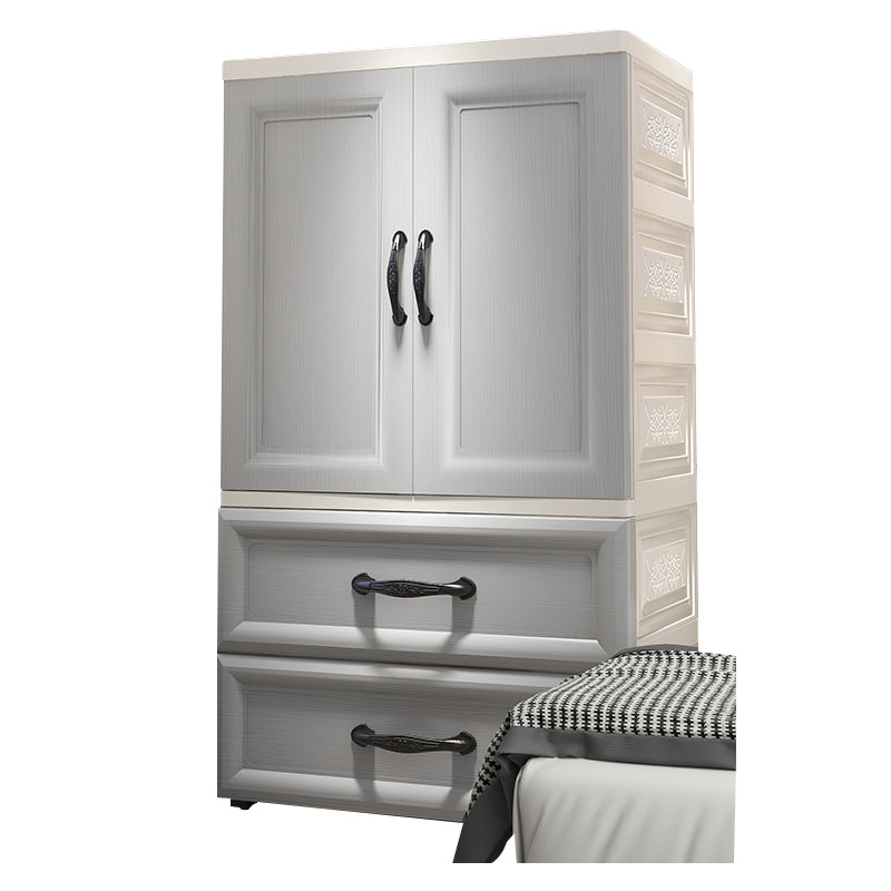 Modern Style Kid's Wardrobe Plastic 2-door Wardrobe Closet for Bedroom