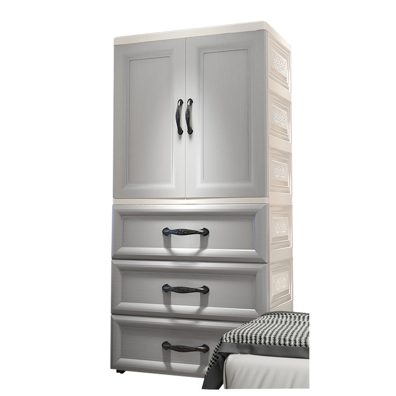 Modern Style Kid's Wardrobe Plastic 2-door Wardrobe Closet for Bedroom