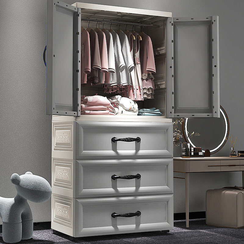 Modern Style Kid's Wardrobe Plastic 2-door Wardrobe Closet for Bedroom