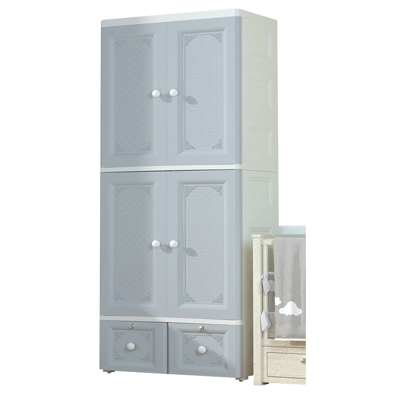 Contemporary Kid's Wardrobe Plastic Door Wardrobe Closet for Bedroom