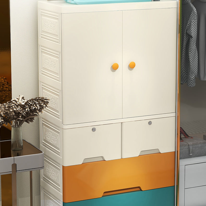 Modern Style Kid's Wardrobe Plastic Door Wardrobe Closet with Drawers