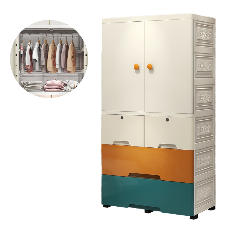 Modern Style Kid's Wardrobe Plastic Door Wardrobe Closet with Drawers