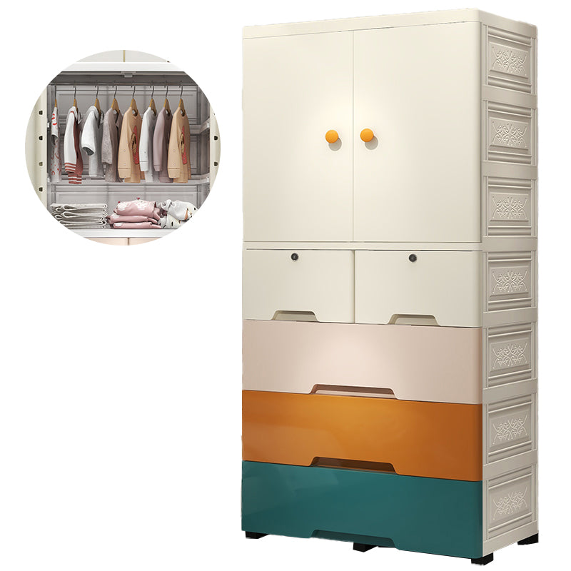 Modern Style Kid's Wardrobe Plastic Door Wardrobe Closet with Drawers