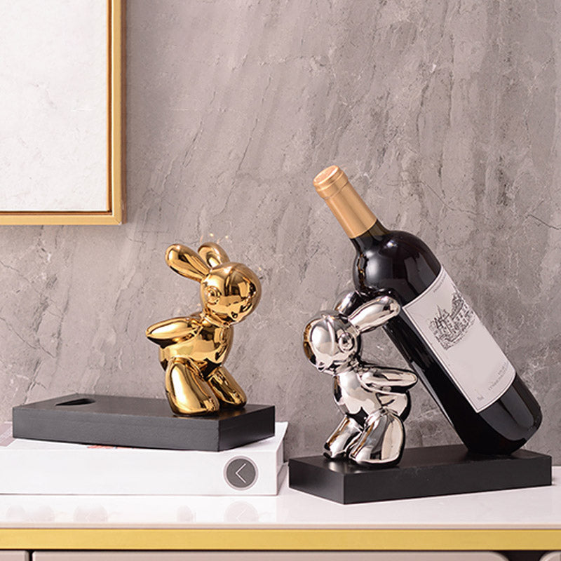 Modern Simple Ceramic Wine Rack Rabbit Shape Wine Bottle Rack for Kitchen