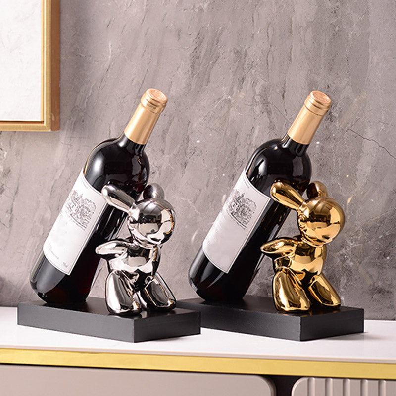 Modern Simple Ceramic Wine Rack Rabbit Shape Wine Bottle Rack for Kitchen