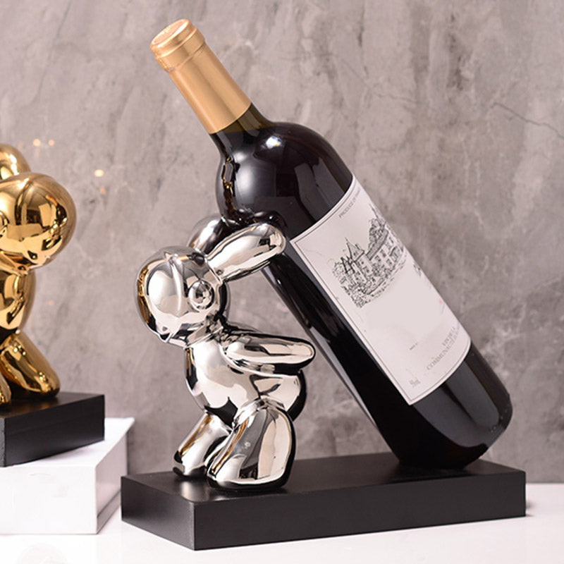 Modern Simple Ceramic Wine Rack Rabbit Shape Wine Bottle Rack for Kitchen