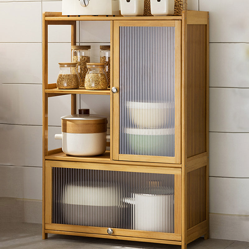 Modern Acrylic Doors Dining Server Wood Side Board with Open Storage