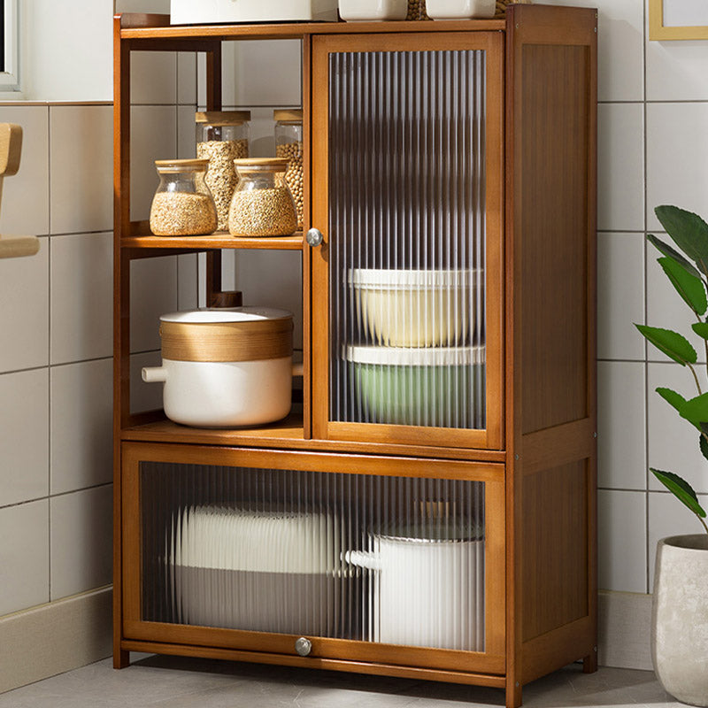 Modern Acrylic Doors Dining Server Wood Side Board with Open Storage