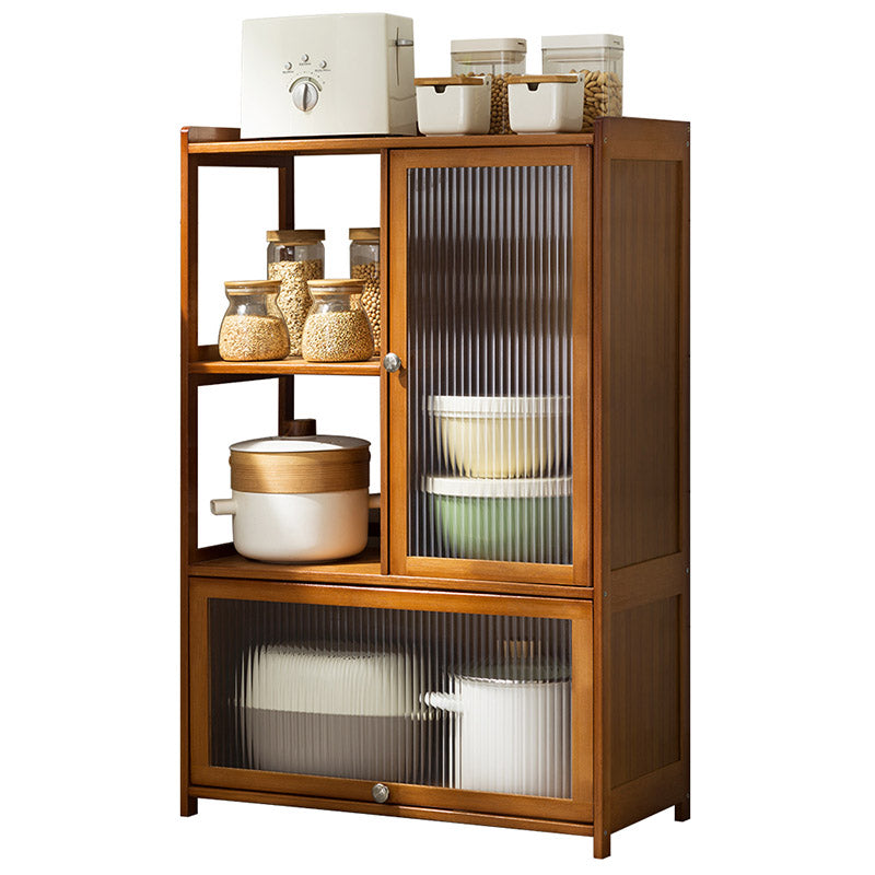 Modern Acrylic Doors Dining Server Wood Side Board with Open Storage