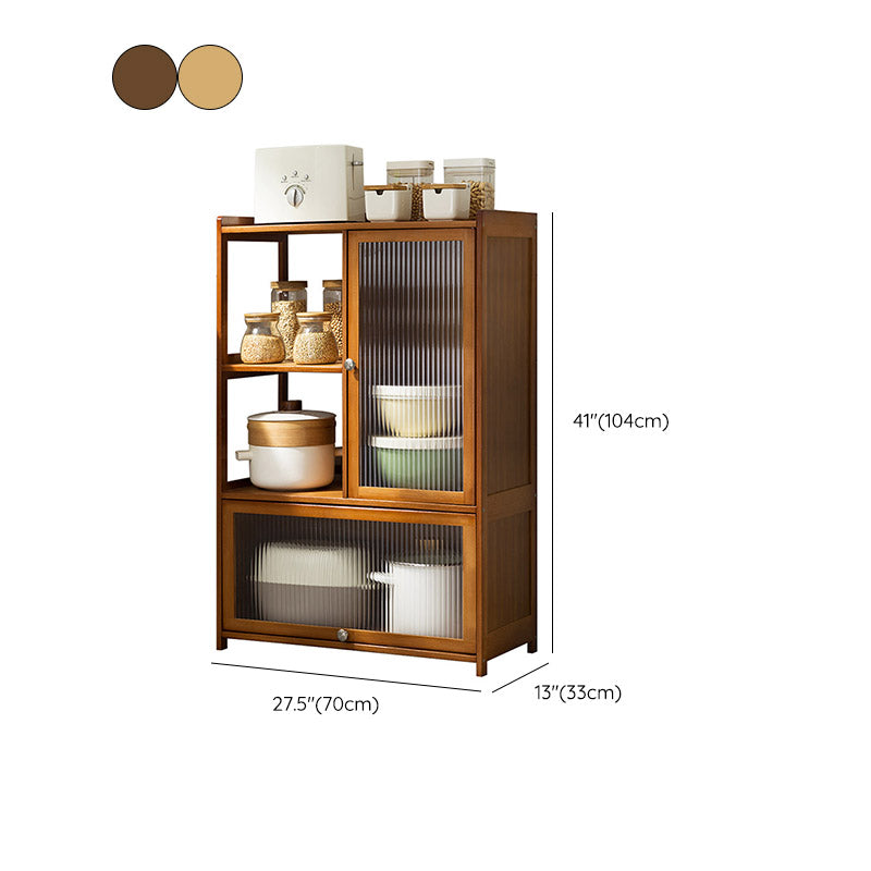 Modern Acrylic Doors Dining Server Wood Side Board with Open Storage