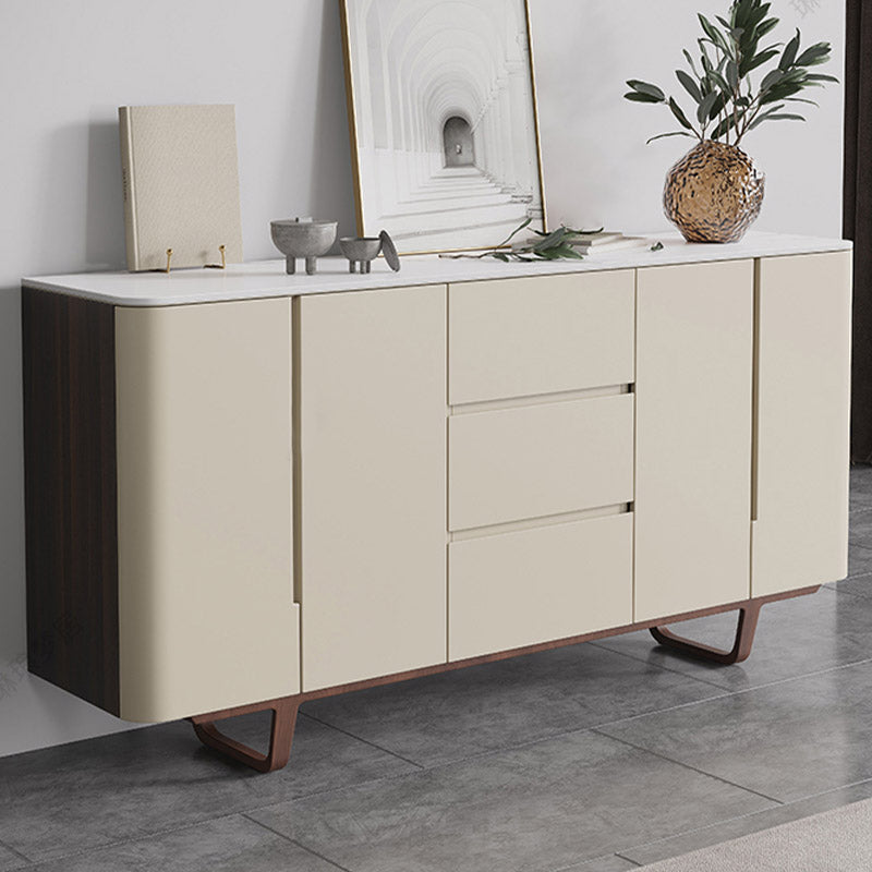 Stone Buffet Server Modern Style Side Board with Drawers and Cabinets